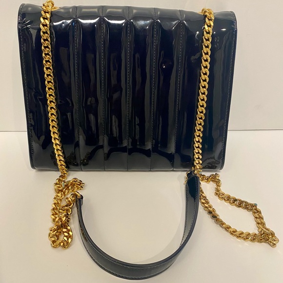 YSL MEDIUM VICKY WALLET IN A CHAIN MARINE BLUE (NOT BLACK) PATENT LEATHER - Picture 3 of 12